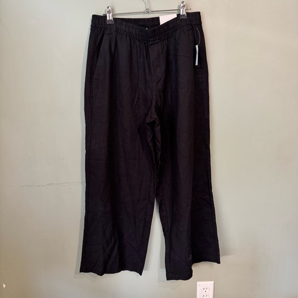 Old Navy Pants - Old Navy Pull On Wide Leg Pants Women’s Small  Black High Rise Linen Blend NWT